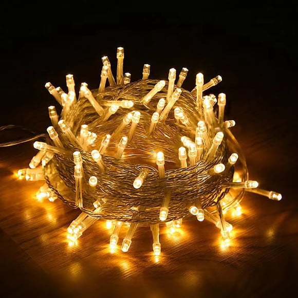 Christmas String Lights Indoor Outdoor, 33FT 100 LED Extendable Clear Wire 8 Modes Twinkle Fairy String Lights Plug in for Christmas Tree Holiday Party Garden Decorations
(Warm White)