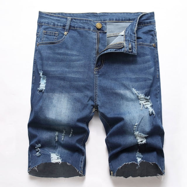 LSLJS Short d'Été pour Homme Micro-Élastique à Fermeture Éclair, Short Cinq Points, Demi-Short en Jean, Cadeaux pour Hommes