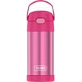 thumbnail image 1 of Thermos Kids Bouteille d'eau isolée sous vide avec paille rabattable, 355 ml, rose, 1 of 8