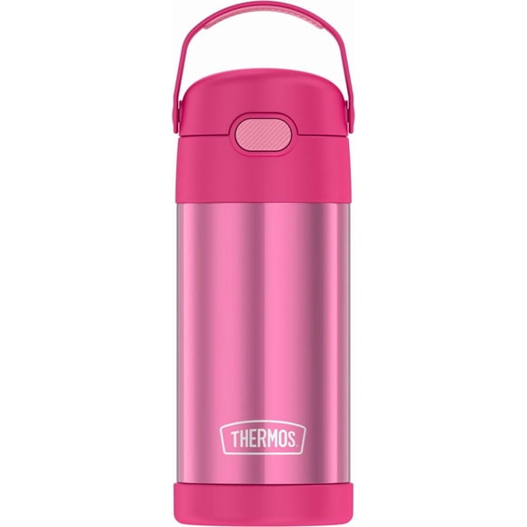 Thermos Kids Vacuum Insulated Funtainer Water Bottle with Flip Up Straw, 355ml, Pink