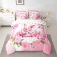 thumbnail image 2 of YST Kids Cartoon Pig Bedding Set, 7-Piece Spring Blossom Comforter Set, Kawaii Piggy Theme, Twin Size, 2 of 4