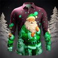 thumbnail image 2 of Kcodviy Chemise à Manches Longues pour Homme de Noël Père Noël Numérique Col à Manches Longues Imprimée 3D Boutonnée Col à Revers Décontractée Boutonnée Chemise à Manches Longues Haut, 2 of 4