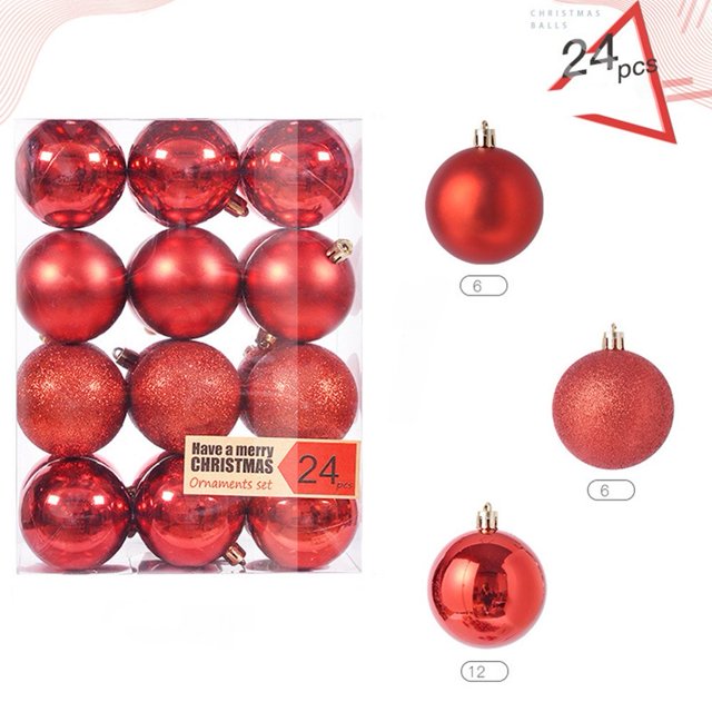 MesaSe Christmas Decorative Balls Christmas Tree Hanging Christmas Ball Hanging Decorations 24PCS(Silver)