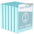 thumbnail image 1 of Davis Group Economy 3-Ring View Binders, 1" Round Rings, 225 Capacity, Aqua, Pack of 6, 1 of 4