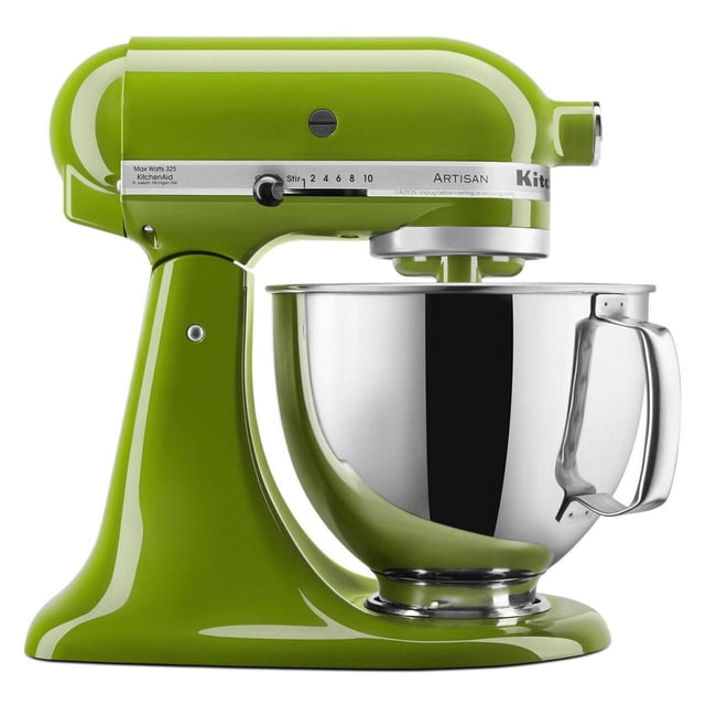 KitchenAid® Artisan® Série Mélangeur sur Socle à Tête Inclinable de 5 Pintes Vert avec Bol et Poignée en Acier Inoxydable Poli de 5 Pintes, Doté d'Une Conception à Tête Inclinable pour un Accès Facile aux Ingrédients et d'Un Levier de Commande à 10 Vitesses pour des Tâches Polyvalentes de Mélange, Pétrissage et Fouettage dans les Petits Appareils.