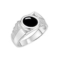 thumbnail image 3 of RYLOS Men's Rings 14K White Gold Cabochone Gemstone & Diamond Designer Cabochon Onyx Rings For Men Size 8, 3 of 7