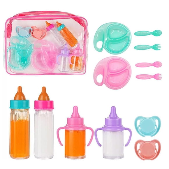 SharkTRUE 12 Pcs Baby Doll Feeding Bottle Magic Set, Disappearing Milk Pretend Play Toy Accessories for Kids, BPA-Free Role Play Gifts for Toddlers & Children