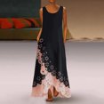 thumbnail image 1 of HKEJIAOI Liquidation des Ventes Robe Fleurie pour Femmes Robe d'Anniversaire Femmes Mode Sans Manches Imprimé Col Rond Longue Robe Maxi Robe Chemise de Plage Rose, 1 of 5