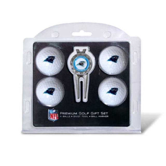 Team Golf 30406 Carolina Panthers Lot de 4 Balles de Golf et Ensemble-Cadeau d'Outils Divet