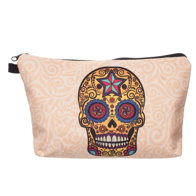 Women Cosmetic Bag Fashion Digital Printing Skeleton Makeup Bag Toiletry Bag