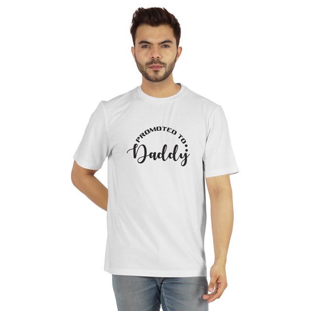 Inkmeso T-Shirt à Col Rond pour Hommes avec Imprimé Graphique Promoted To Daddy€ pour Papa pour la Première Fois