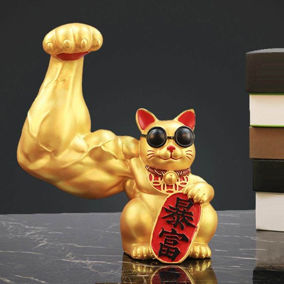 Chinese Lucky Cat Waving Arm Arm Home Office lucky Good Luck Feng Shui Home Door Interior Decor golden rich