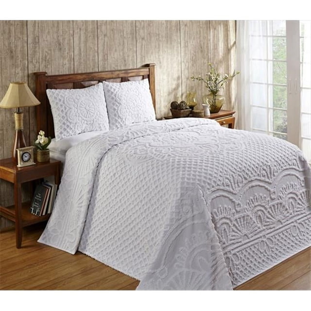 Better Trends BSTRDOWH Double & Full Trevor Bedspread, White - 96 in.