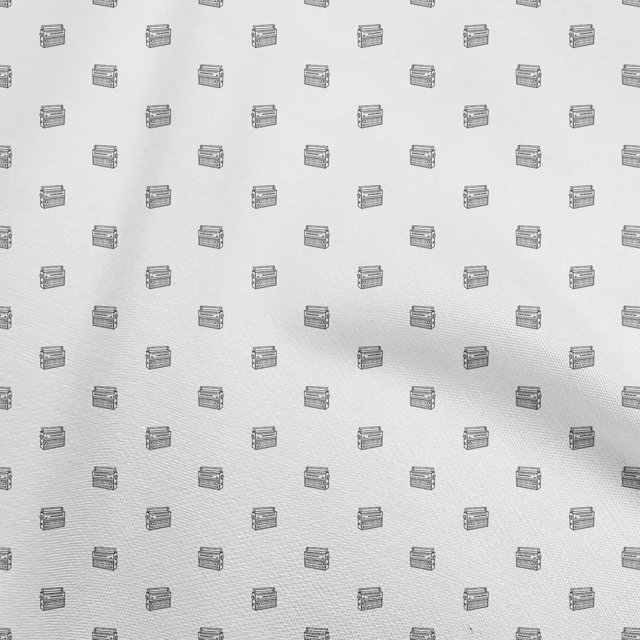 oneOone Tissu Popeline de Coton Sergé Blanc Matériel de Robe Rétro Tissu Imprimé au Mètre 56 Pouces de Large