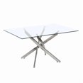 thumbnail image 5 of K-Living Dustin 5PCS Dining Set with 60" Rectangle Tempered Glass with Chrome Base Table and White PU Chairs (1 Table and 4 Chairs), 5 of 5