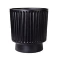 thumbnail image 1 of Hometrends 10" Ceramic Round Striped Planter Pot-Black, 1 of 8