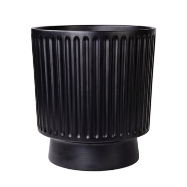 Hometrends Céramique Pot à rayures de 25,4 cm-Noir
