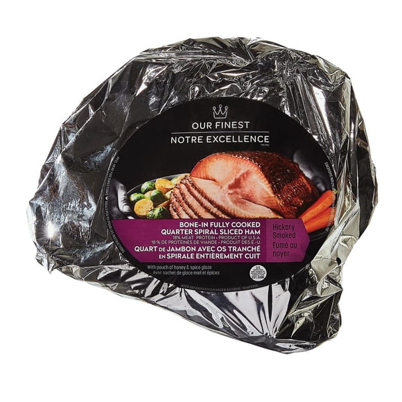 Our Finest Hickory Smoked Quarter Spiral Sliced Ham, 1 piece, 1.92 - 2.60 KG