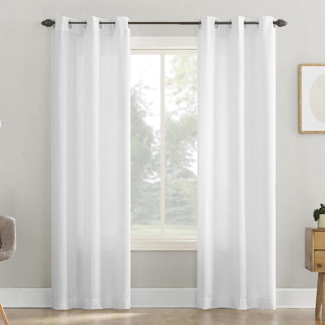 Mainstays 2-Pack Waffle Semi-Sheer Grommet Window Curtains Panel Pair