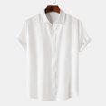 thumbnail image 2 of Penkiiy Chemise Décontractée pour Homme Unie à Col Rabattu à Manches Courtes avec Fermeture à Boutons Blouse Hawaïenne TG Blanc, 2 of 9