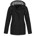 thumbnail image 1 of HTNBO Hooded Solid Color Rain Coats for Women Outdoor Windproof Plus Size Rain Jackets, 1 of 3
