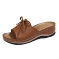 thumbnail image 2 of Commforr Summer Shoes for Women, Women's Slip-On Wedge Sandals with Arch Support - Lightweight Comfortable Open Toe Slippers Soft Insole & Anti-Slip Sole Boho Slingback Sandals, Light Brown, 6, 2 of 7