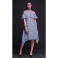 thumbnail image 4 of Bimba Robe Droite à Volants Imprimée Florale Bleue pour Femmes Épaules Dénudées - TP, 4 of 6
