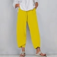 thumbnail image 1 of RXIRUCGD Capris d'Été pour Femmes, Confortables, Amples, à Jambes Larges, Mode, Couleur Unie, Jaune, Taille : 3TG, 1 of 5