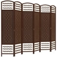 thumbnail image 1 of HOMCOM 5.6ft Folding Room Divider, Freestanding Privacy Screen, Brown, 1 of 10