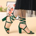 thumbnail image 2 of BLISSFUL STEP Women's Solid Color Lace up High Block Heeled Sandals, 2 of 5