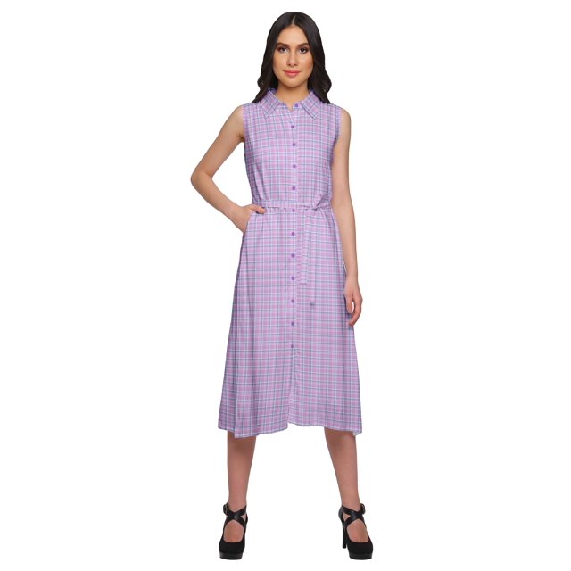Moomaya Robe Décontractée Boutonnée à Col à Revers Imprimé avec Ceinture en Tissu Ajustable