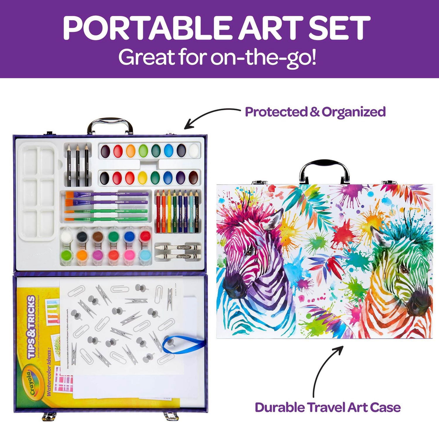 Crayola Paint & Create Easel Art Case –  Painting Set For Kids, Paint, Watercolours, Gift for Boys & Girls, Ages 4, 5, 6, 7, 8