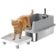 thumbnail image 1 of PawHut XL Stainless Steel Cat Litter Box with High Wall Side, Scoop, 1 of 10