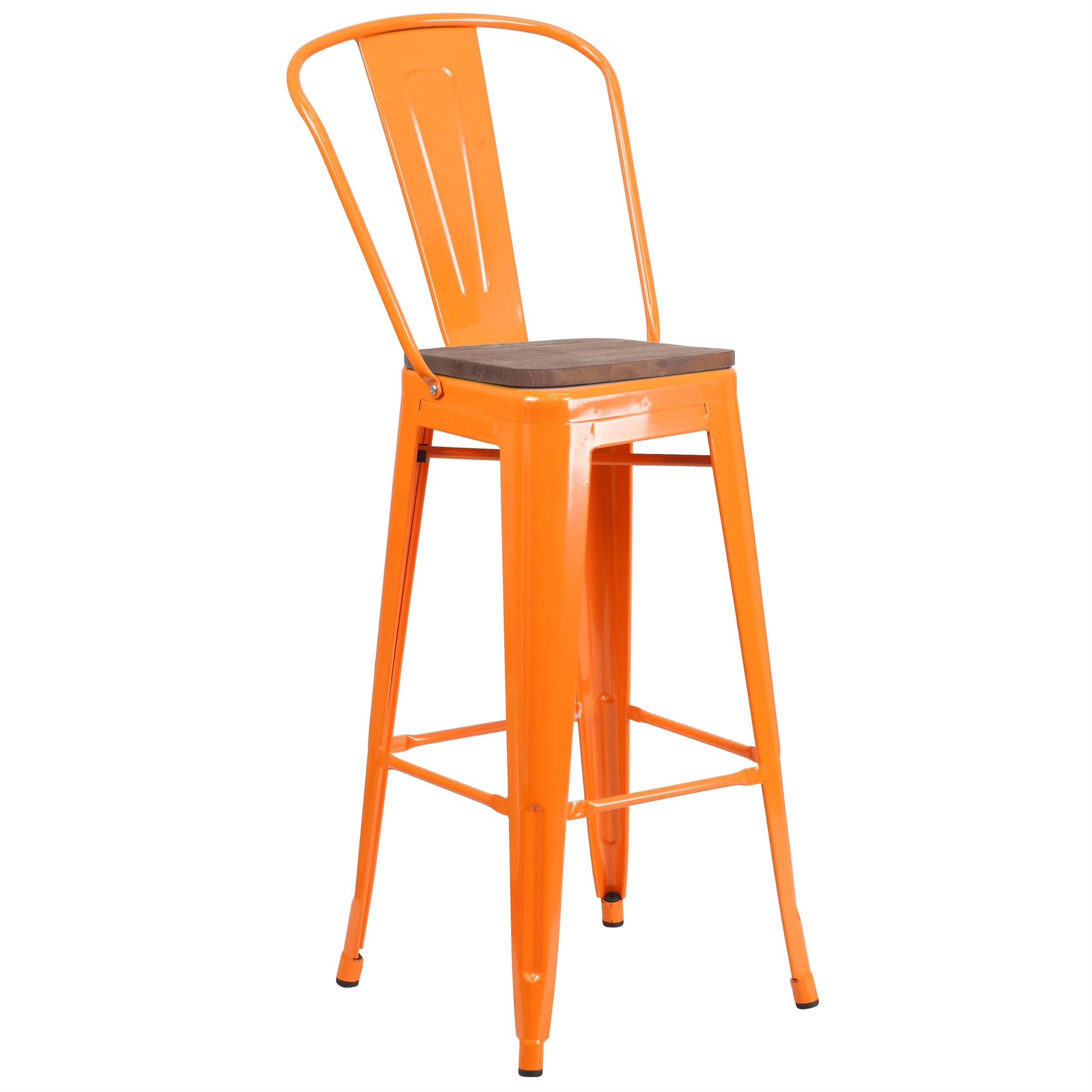 Kingfisher Lane Tabouret de Bar en Métal 30 Pieds' Orange