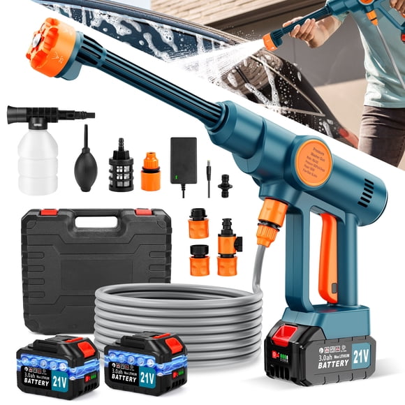 Fovendi Cordless Pressure Washer, 970PSI Electric Power Washers, Water Pressure Machine with 6-in-1 Nozzle, 2.4GPM ,17FT Hose, for Cars Patio Floor