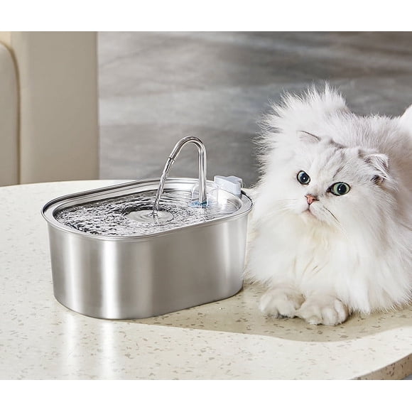 TopLLC Cat Water Fountain, 108oz/3.2L Stainless Steel Automatic Pet Water Fountain with Quiet Pump and Filters, Food Grade BPA-Free Dog Water Dispenser with 2 Flow Modes, Suitable for a Variety of Pet