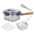thumbnail image 2 of Lipstore Small Deep Fryer Pot with Lid Leakproof Food Storage Containers with Handle Square Cooking Pot for Chicken French Fries Stews Blue, 2 of 8