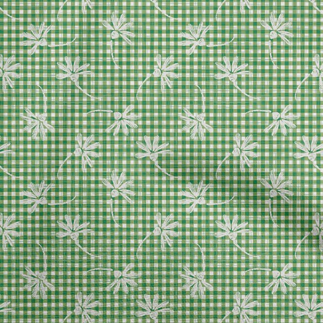 oneOone Rayon Green Fabric Block Craft Projects Decor Fabric Printed By The Yard 56 Inch Wide