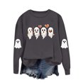 thumbnail image 3 of Meichang Sweatshirts d'Halloween pour Femmes Col Rond Chandails en Molleton Graphique Fantôme Mignon Imprimé Effrayant Manches Longues Vintage Chandail, 3 of 9
