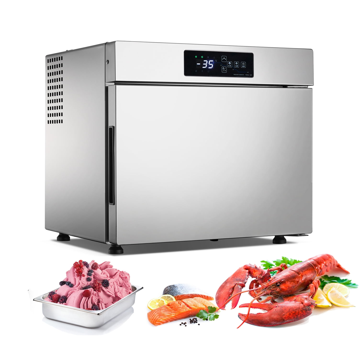 Kolice Commercial 32L Countertop Shock Freezing Blast Chiller & Freezer, Chest Freezer, Freezer Cabinets for ice cream, pastry, seafood, desserts, meat-Lowest Temperature -35C