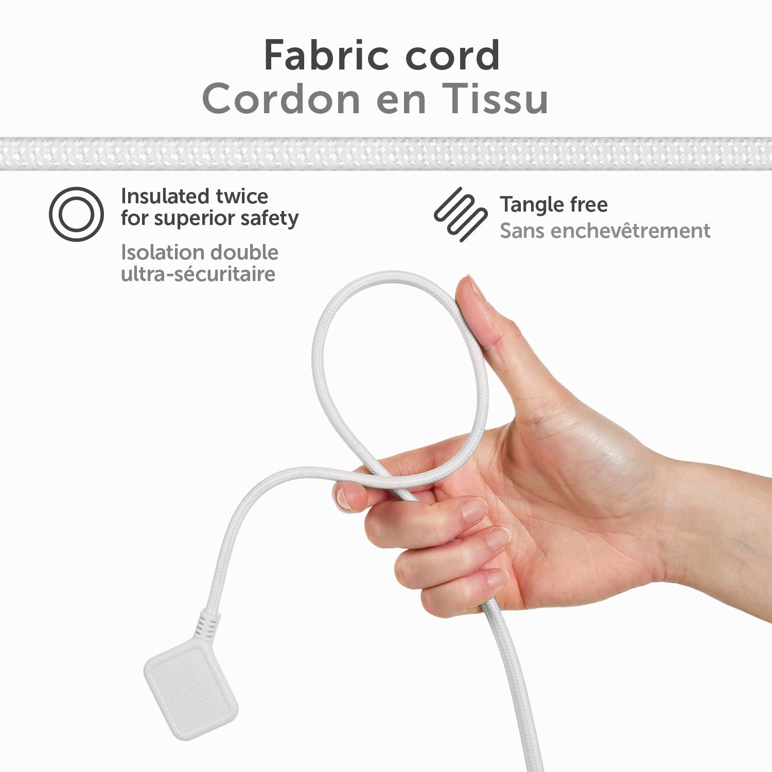 Globe Electric 2-Outlet White Flat Plug Power Strip with USB Charging Ports and 6FT Fabric Extension Cord