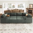 thumbnail image 3 of HONBAY Sectional Sofa Bed Corduroy Sleeper Set with Reversible Storage for Living Room, Green, 3 of 9