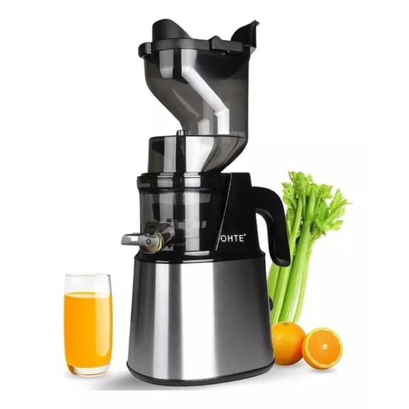 Extracteur à Froid Remis à Neuf Intexca Juicer_OHCL2023L 300 W, Goulotte d'Alimentation de 5,1 Pouces, Silencieux, Séparation de la Pulpe, Acier Inoxydable