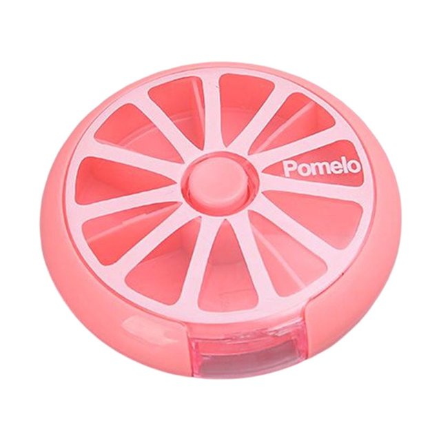 Boîte à Pilules 7 Compartiments Ronde Distributeur de Bonbons Portable Bureau École Voyage Camp Conteneur Boîte Rose