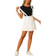 thumbnail image 2 of Unique Bargains Jupe à Bretelles Mini Décontractée pour Femme en Coton Lavé à Boutons devant Blanche P, 2 of 6