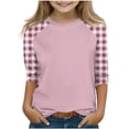 thumbnail image 1 of SERTG T-Shirt Mode Enfant Col Rond Manches 3/4 Imprimé Col Rond pour Été et Printemps 4-15 Ans (Rose Vif2,7 Ans), 1 of 7