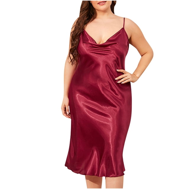 Timegard Vêtements de Nuit pour Femmes Nuisettes Sans Manches Col Bénitier Bretelles Spaghetti Réglables Robe de Nuit Douce