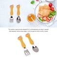 thumbnail image 3 of 6-Piece Baby Spoon Fork Set With Cartoon Handle, Stainless Steel Feeding Utensils For Toddlers With Travel Case, 3 of 8