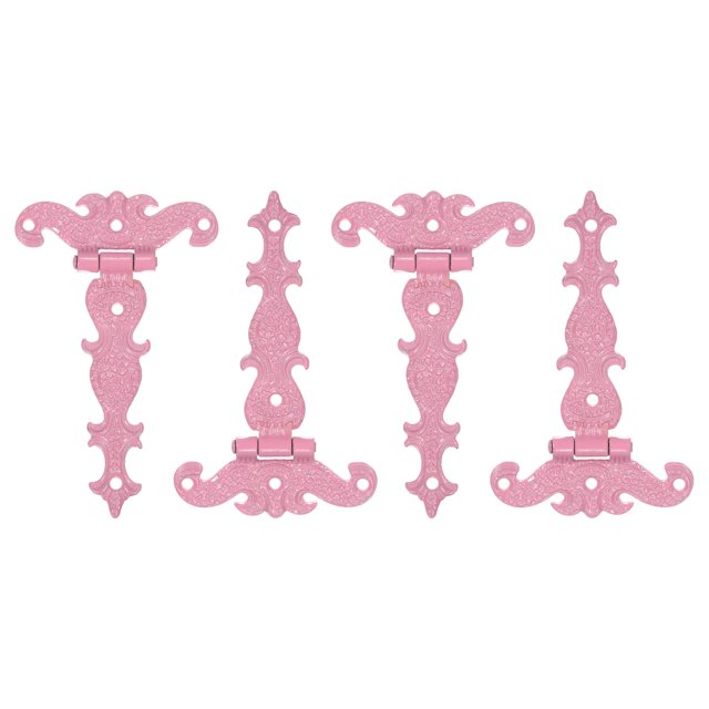 Unique Bargains Charnière T-Shirt de Porte 3,5 Pouces, Lot de 4 Charnières à Bride en T Charnière Décorative Rétro, Rose