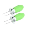thumbnail image 1 of Langgg 2pcs Brochette de Maïs Brochette en Acier Inoxydable avec Poignées en Silicone, Vert, 1 of 7